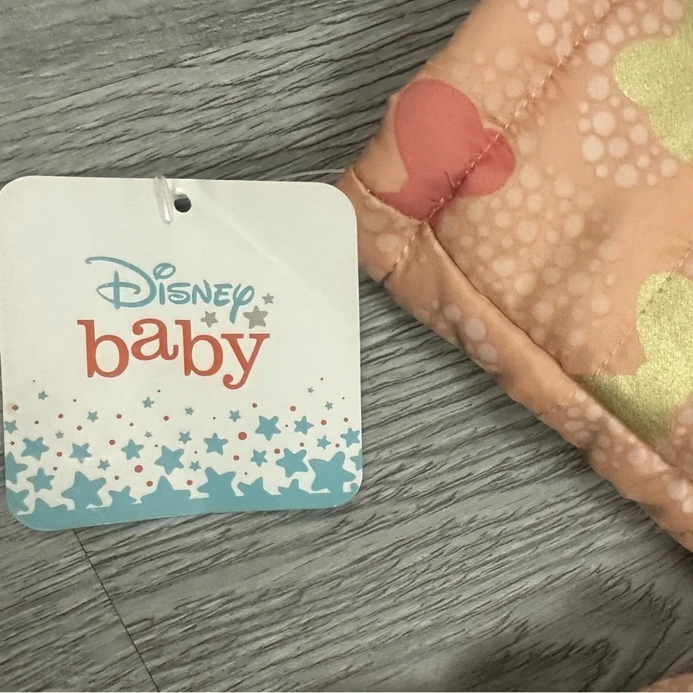 NWT Disney Baby Girl 0/3m Pink Hooded Puffer Bunting‎ Snowsuit Zip Winter Cozy